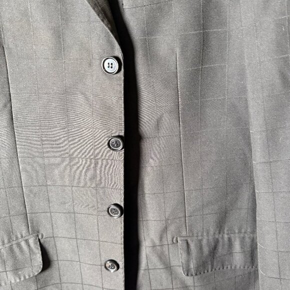 Vicci Uomo Suit Black Window Pane 4 Button Jacket & Pants Cuffed Hem Sz 42L/35W - Picture 5 of 15